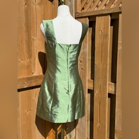 🆕 CULT GAIA 🧿 NWOT Marizia Silk-Dupioni Mini Dress, Calla Lilly Green Sz US 6 - Picture 6 of 16